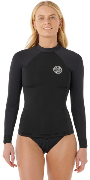 2026 Rip Curl Womens Flashbomb Neoprene Poly Long Sleeve Top 11CWWJ - Black